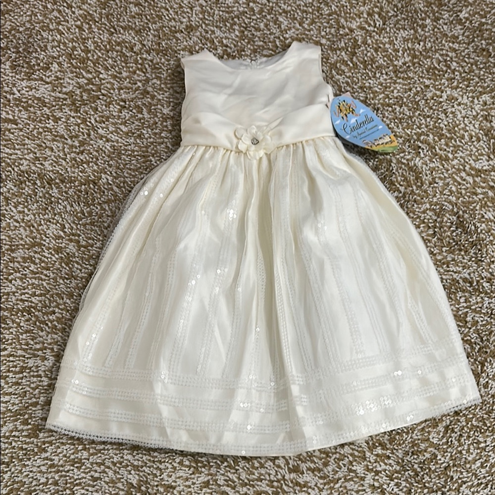 Cinderella Ivory Formal Kids Dress with Sequin Detail